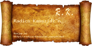 Radics Kasszián névjegykártya